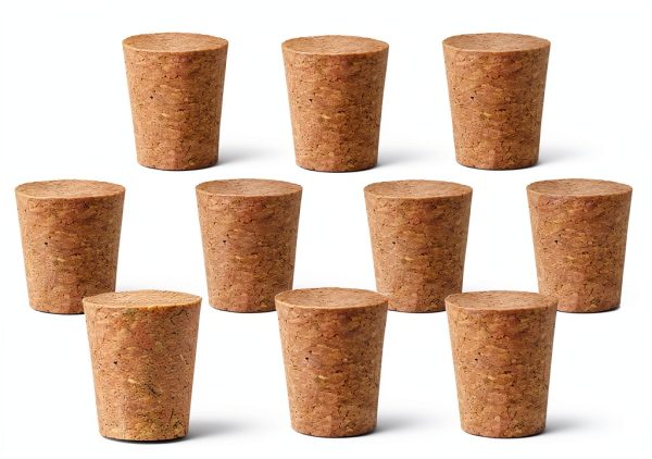 EISCO 10PK Cork Stoppers, Size #11-21mm Bottom, 27mm Top, 31mm Length - Tapered Shape, Natural Bark Material - Great for Household & Laboratory Use-0
